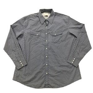 Wrangler Wrancher Mens 2XT Tall Western Shirt Navy Paisley Long Pearl Snap